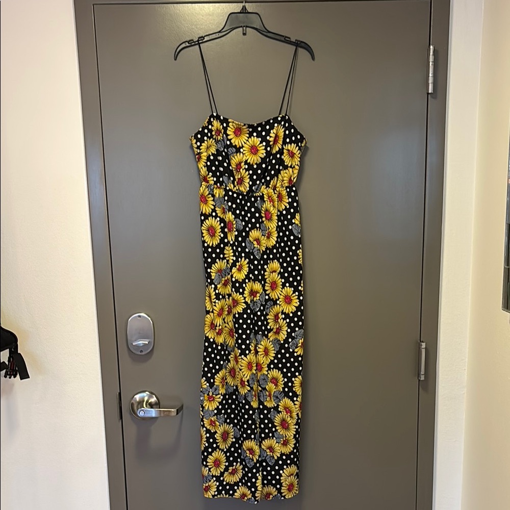 Oasis Black and Yellow Maxi Sundress Spaghetti Strap